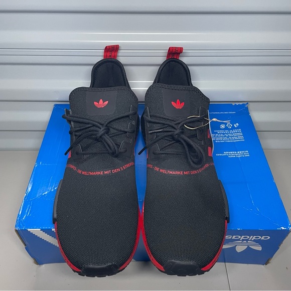 Adidas NMD R1 Black Vivid Red Size 14 HP2971 Men’s Shoes NEW. - Picture 4 of 5